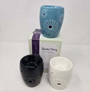 SCENTSY SHASTA DAISY MINI WARMER BUNDLE TEAL WHITE BLACK PLUG IN HOME FRAGRANCE